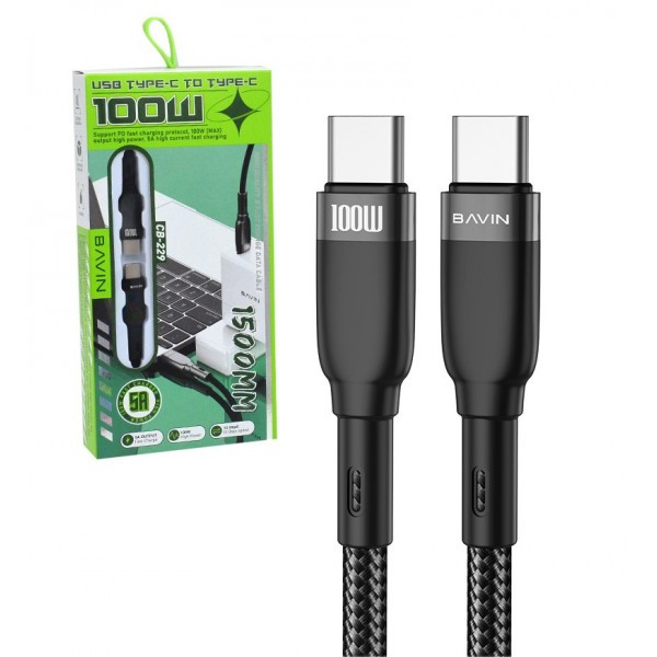 کابل دو سر تایپ سی 100 وات 1.5 متر BAVIN CB-229