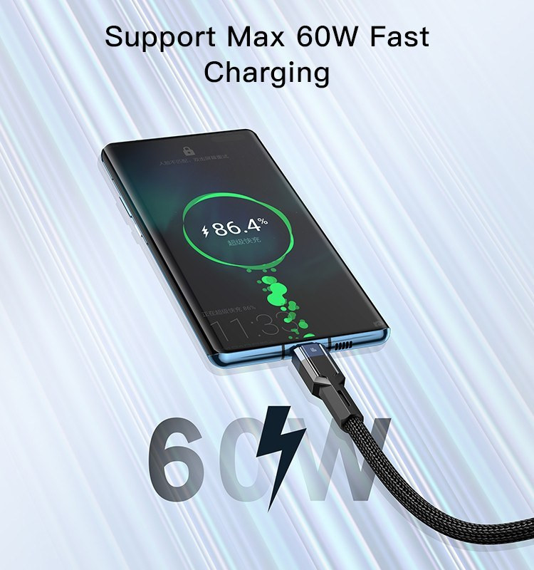 کابل تبدیل فست شارژ Yesido CA108 Type-C to Type-C 60W 1.2m