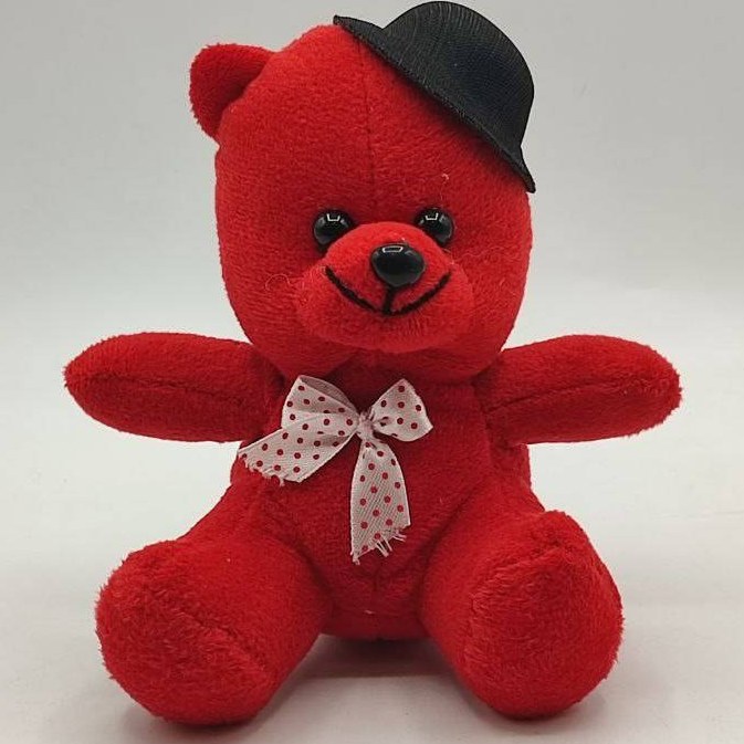 عروسک خرس ولنتاینی کلاه دار مینی