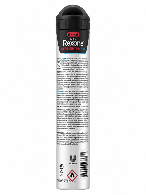 خرید اسپری ضد تعریق Rexona Men Active Protection + Fresh 200ml با محافظت طولانیمدت و رایحه خنک