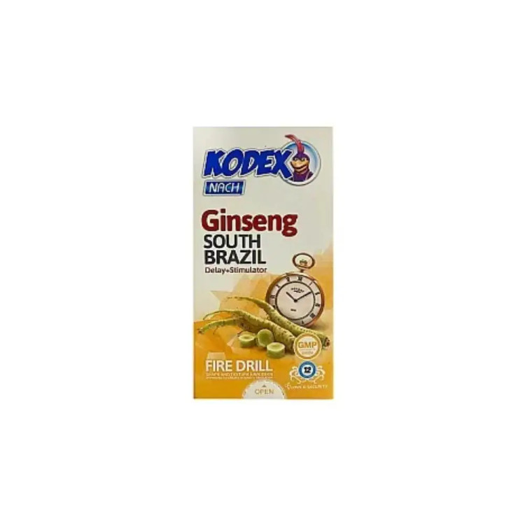 کاندوم کدکس ناچ مدل جینسینگ با خاصیت تاخیری و تحریک کننده، بسته12 عددی.